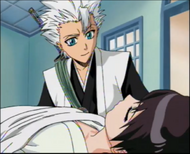 Hitsugaya is relieved that Momo will live.