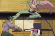 Zabimaru (spirit) fights Hammer-Wielding Toju