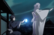 Rukia charges another Hadō #33. Sōkatsui as Sode no Shirayuki prepares to attack.