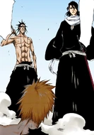 Ichigo sees that Byakuya and Kenpachi have arrived.