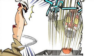 Renji sees Dondochakka fall into a trap door.