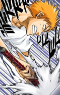 Ichigo pulls his Zanpakutō out of the box.