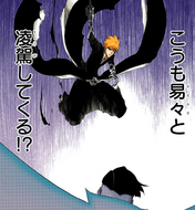 Ichigo overwhelming Quilge with his Bankai.
