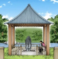 Shunsui sitting around Ukitake's resting place.