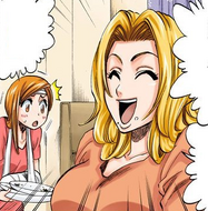 Rangiku thanks Orihime for her delicious food.