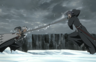 Hitsugaya and Kusaka charge at each other.