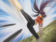 Yoruichi throws two Anken.