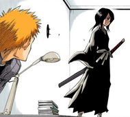 Rukia appears in Ichigo's room.