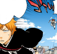 Ebern frantically follows Ichigo through the air.