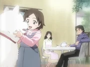 Miyuki razem z rodziną i psem