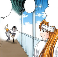 Rukia drags Ichigo to find Orihime.