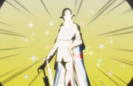 Chōjirō wears his new clothes.