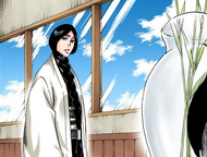 Unohana noticing the effects of Yamamoto's Bankai.