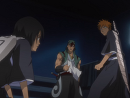 Hanatarō reveals to Ichigo that he knows who and where Rukia is.