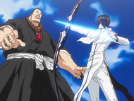 Uryū confronts Jirōbō over her targeting of Orihime.