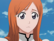 Orihime while watching Ichigo battle in Hueco Mundo.