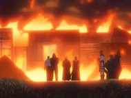 Ichinose and the Bount watch as the mansion burns to the ground.