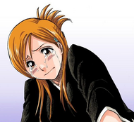 Orihime cries for the dead Shinigami.