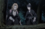 Momo and Rangiku appear on a tree branch.