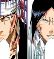 Uryū instructs Renji to occupy Szayelaporro for 20 seconds.