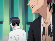 Renji tells Uryū that he can hold off Szayelaporro for twenty seconds.