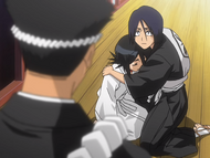 Hanatarō protecting Rukia.