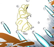 Mayuri uses the Reishi Kotei Sōti to counter The Explode.