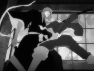 Hiyori attacks Ichigo faster than he can react.