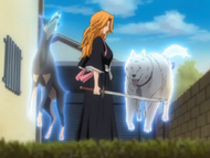 Rangiku with the Souls of Shintarō and a Doberman.