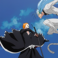 Ichigo Kurosaki Vs Grimmjow Jaegerjaquez Final Fight Bleach Wiki Fandom Ichigo's first bankai actually shrinks his sword, but makes it much stronger and more durable. ichigo kurosaki vs grimmjow