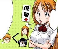 Orihime expresses disappointment at not being able to compete with Rukia for Ichigo.
