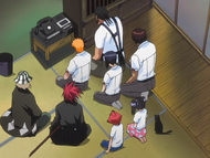 Renji and his friends listen to the recording of the conversation.