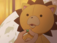 Kon's pill is placed into a plushie.