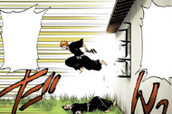 Ichigo flees from Kenpachi.