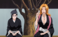 Rangiku and Nanao discuss Nanao's relationship with the violet-haired girl.