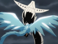 Hitsugaya attacks the Cloning Arrancar's mouthed tail.