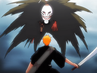 Using Oppression, Grand Fisher attacks Ichigo.