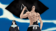 Byakuya and Kenpachi return from Hueco Mundo.