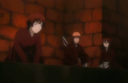 Shū, Ichigo, and Rukia hide in the underground waterways.