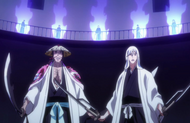 Kyoraku and Ukitake surrounded by enhanced Reigai