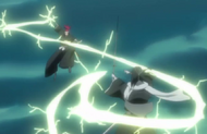 Renji uses Hainawa on Byakuya.