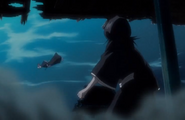 Rukia sees Renji fall to the ground in front of her.