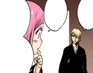 Yachiru explains her division's findings to Izuru.