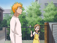 Yuzu tells Ichigo to eat breakfast.