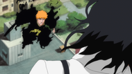 Ichigo leaps after Tsukishima.