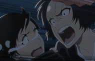 Shino angrily berates Yuki for feeling uncertain about being stationed in Karakura Town.