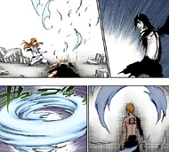 The fragments of Ichigo's Hollowfication initiate High-Speed Regeneration on his chest wound.