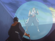 Ganju uses a Reishūkaku to save himself from the pit.