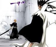 Ichigo confronts Kenpachi after finding his resolve.