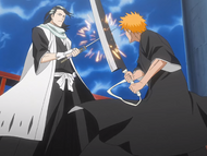 Ichigo and Byakuya clash.